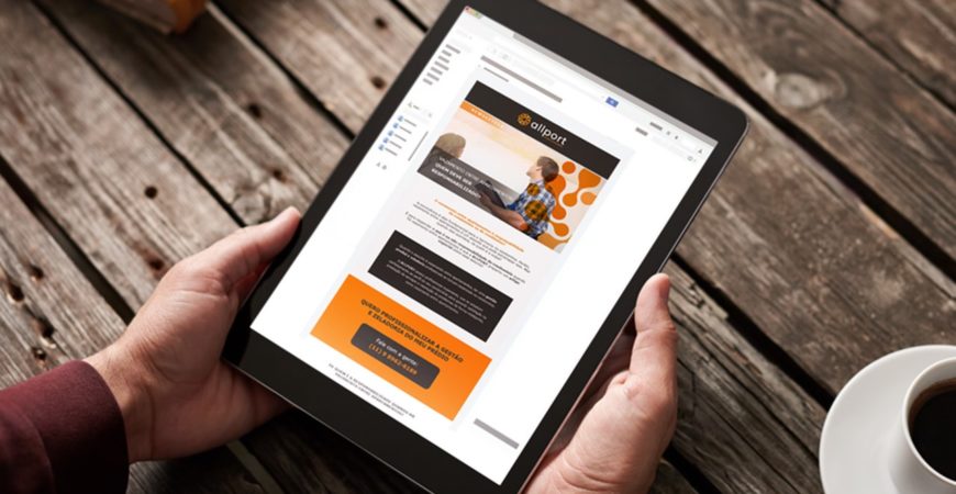 Conteúdo de marketing digital de Allport no tablet